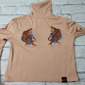 O'Mighty Beige Turtleneck with Tiger Embroidery